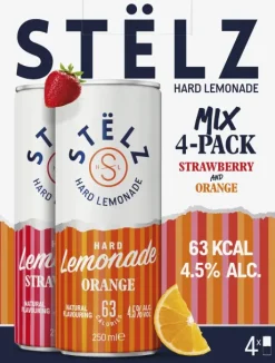 Blik|Mixdranken|ST&Euml;LZ STËLZ Hard Lemonade Strawberry Orange 4-pack