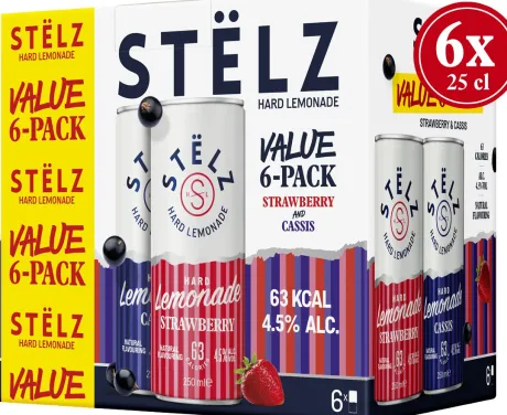 Blik|Mixdranken|STËLZ STËLZ Hard Lemonade Strawberry Cassis 6-pack