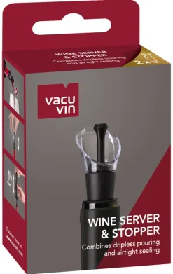 Wijn Accessoires|Vacu Vin Wine Server & Stopper Zwart